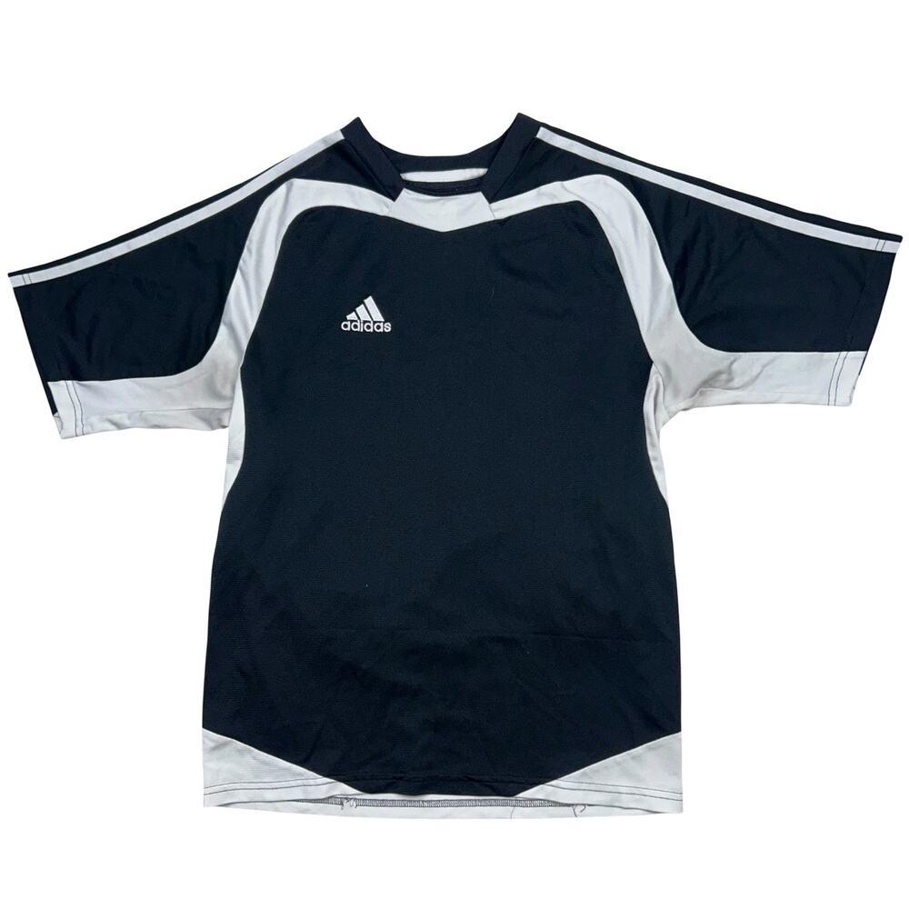 Vintage Adidas 3 Stripe Soccer Jersey Shirt Black White Mens Small Y2K Athletic